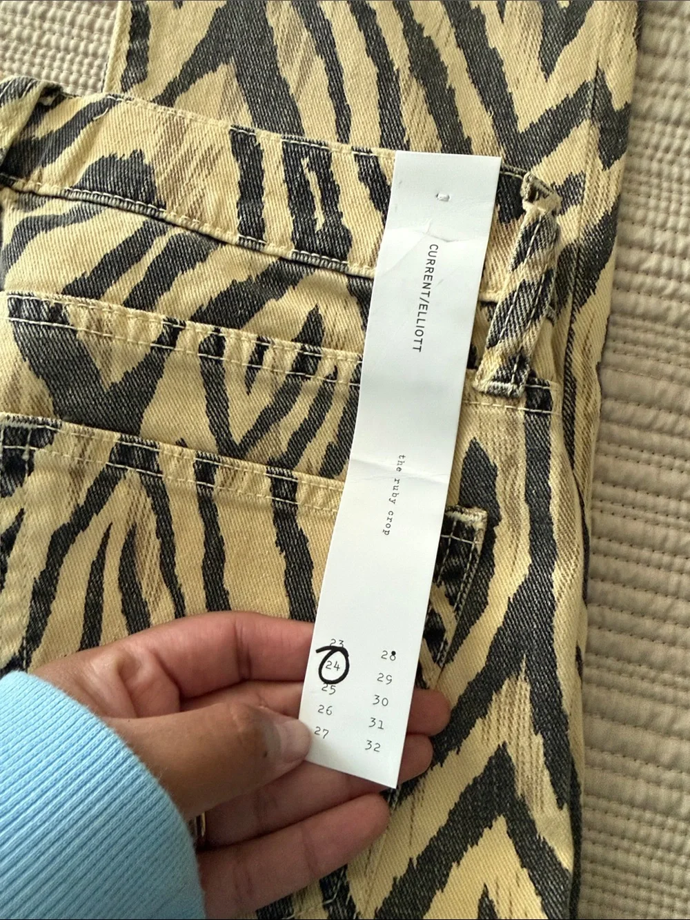 Current/Elliott The Ruby Crop in Natural Zebra Print jeans | Sz 24